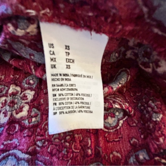 American Eagle red floral boho swing tunic top Size XS - Picture 8 of 9